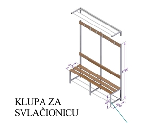 KLUPA ZA SVLAČIONICU K1 L=1500 H=1790 mm